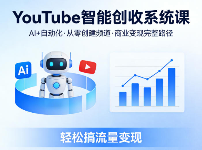 YouTube智能创收系统课，AI+自动化，从零创建YouTube频道并实现商业变现的完整路径，轻松搞流量变现-选优云网创