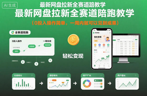 最新网盘拉新全赛道陪跑教学，0投入操作简单，一周内就可以见到成果-选优云网创