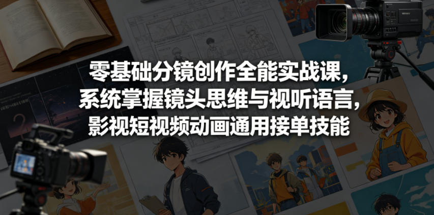 零基础分镜创作全能实战课，系统掌握镜头思维与视听语言，影视短视频动画通用接单技能-选优云网创