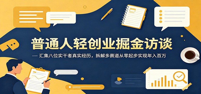 普通人轻创业掘金访谈：汇集八位实干者真实经历，拆解多赛道从零起步实现年入百万-选优云网创