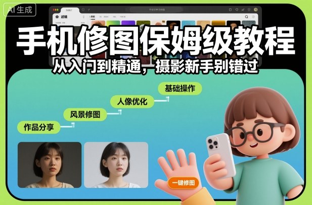 手机修图保姆级教程，从入门到精通，摄影新手别错过-选优云网创