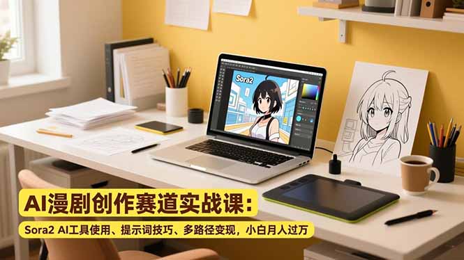 AI漫剧创作赛道实战课:Sora2 AI工具使用、提示词技巧、多路径变现,小白月入过万-选优云网创