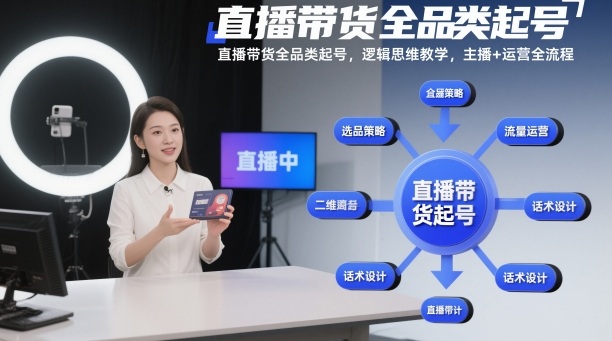 直播带货全品类起号，逻辑思维教学，主播+运营全流程-选优云网创
