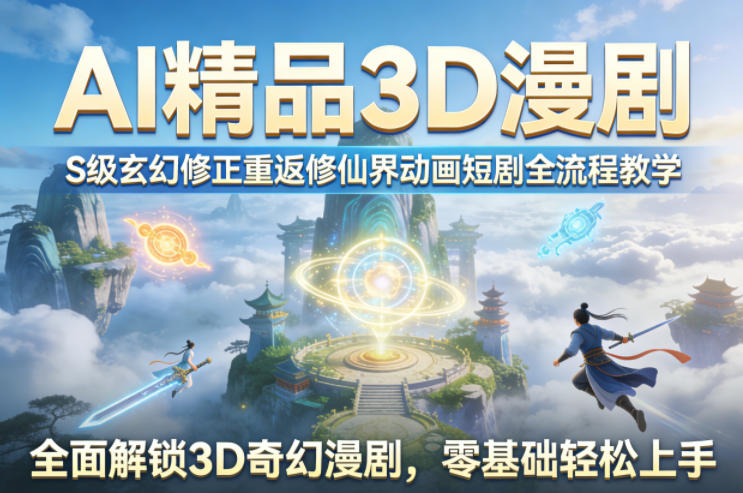 AI精品3D漫剧S级玄幻修正重返修仙界动画短剧全流程教学，全面解锁3D奇幻漫剧，零基础轻松上手-选优云网创