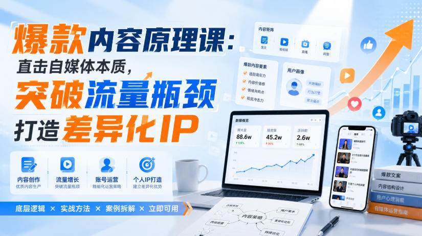 爆款内容原理课：直击自媒体本质，突破流量瓶颈打造差异化IP-选优云网创