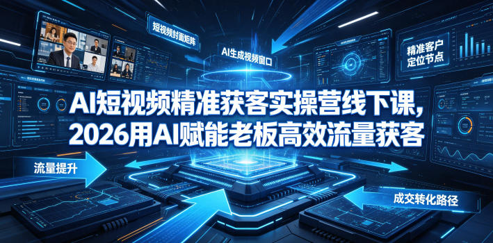 AI短视频精准获客实操营6月10-14号线下课,2026用AI赋能老板高效流量获客-选优云网创