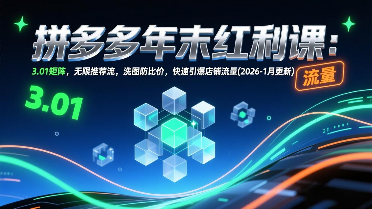 拼多多年末红利课：3.01矩阵，无限推荐流，洗图防比价，快速引爆店铺流量(2026-1月更新-选优云网创