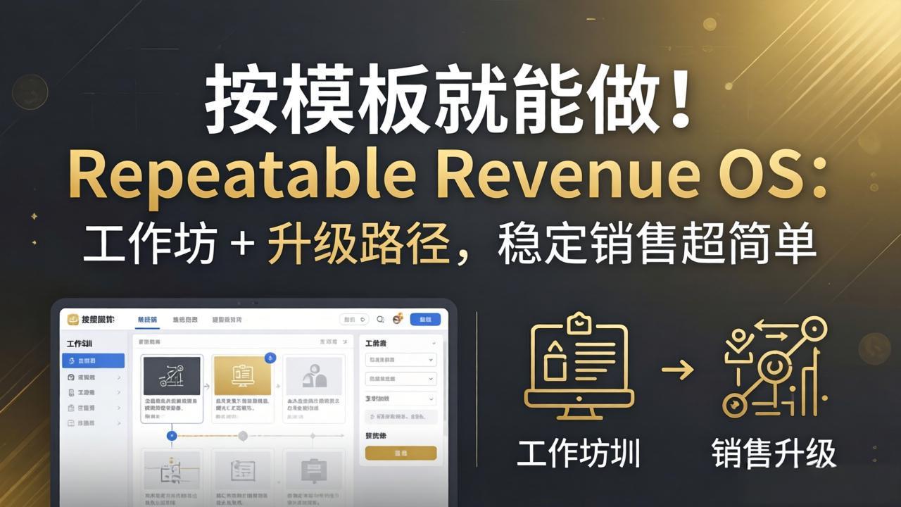 按模板就能做！Repeatable Revenue OS：工作坊 + 升级路径，稳定销售超简单-选优云网创