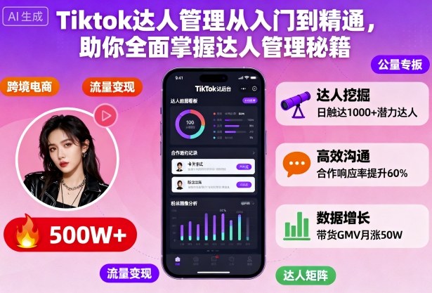 Tiktok达人管理从入门到精通，助你全面掌握达人管理秘籍-选优云网创