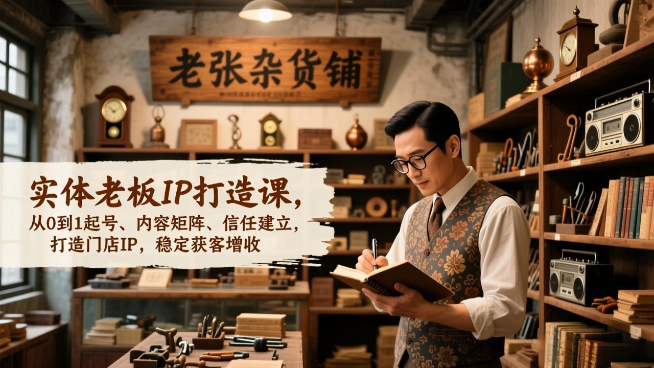 实体老板IP打造课，从0到1起号、内容矩阵、信任建立，打造门店IP，稳定获客增收-选优云网创