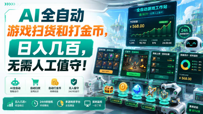 AI全自动游戏扫货和打金币，日入几百，无需人工值守！【揭秘】-选优云网创