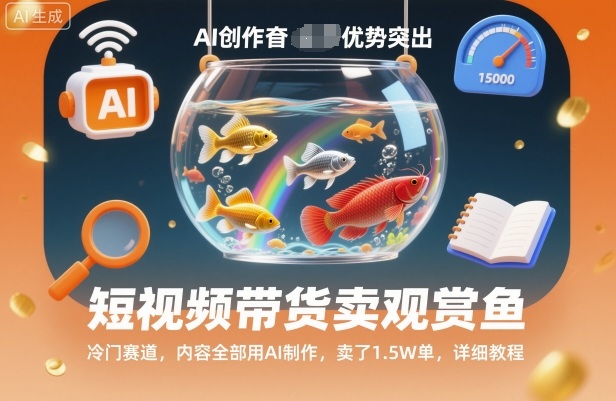 短视频带货卖观赏鱼，冷门赛道，内容全部用AI制作，卖了1.5W单，详细教程-选优云网创