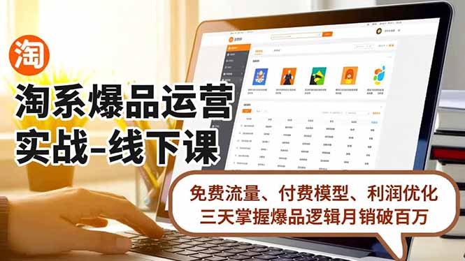 淘系爆品运营实战-线下课，免费流量、付费模型、利润优化，三天掌握爆品逻辑月销破百万-选优云网创