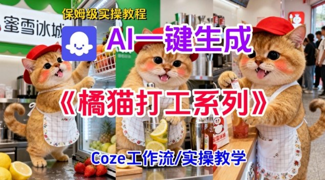 Coze扣子工作流一键生成胖橘猫打工短视频，保姆级实操搭建教学-选优云网创