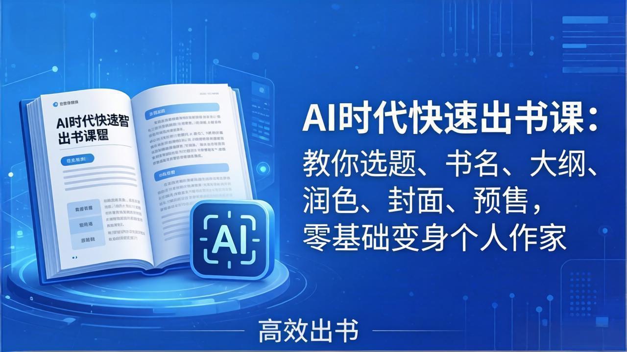 AI时代7天闪电出书课：教你选题、书名、大纲、润色、封面、预售，零基础变身个人作家-选优云网创