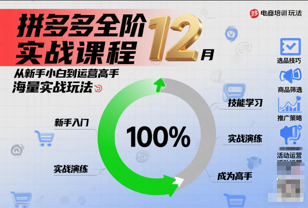 拼多多全阶实战课程12月，从新手小白到运营高手，海量实战玩法-选优云网创