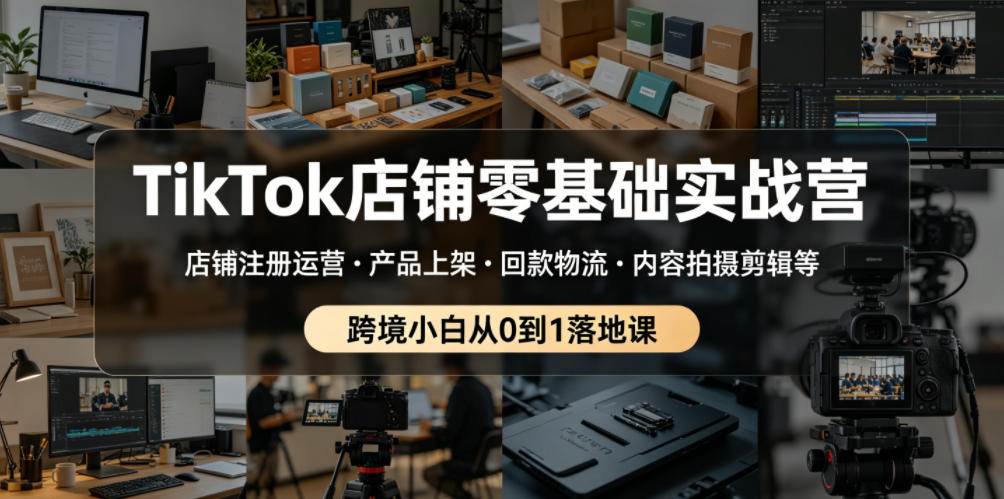 TikTok店铺零基础实战营，店铺注册运营・产品上架・回款物流・内容拍摄剪辑等 ，跨境小白从0到1落地课-选优云网创
