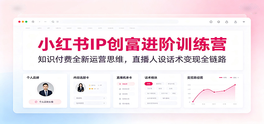 小红书IP创富进阶训练营：知识付费全新运营思维，直播人设话术变现全链路-选优云网创