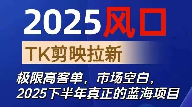 2025风口TK剪映capcut拉新项目，极限高客单，市场空白，2025下半年真正的蓝海项目-选优云网创