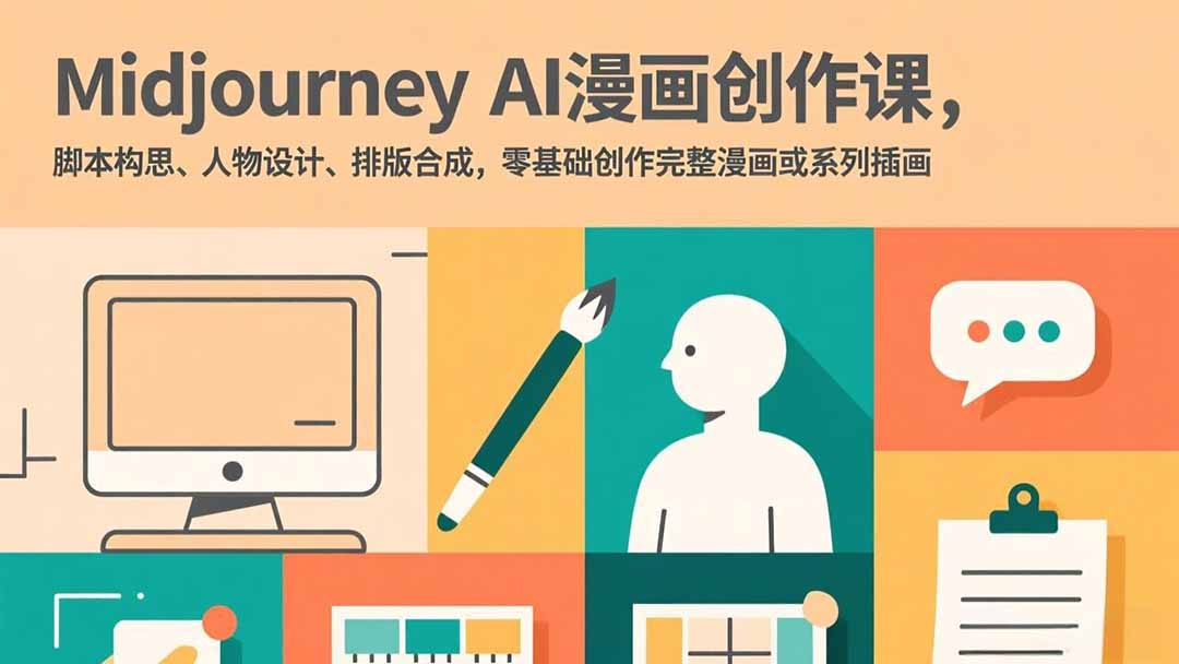 Midjourney AI漫画创作课，脚本构思、人物设计、排版合成，零基础创作完整漫画或系列插画-选优云网创
