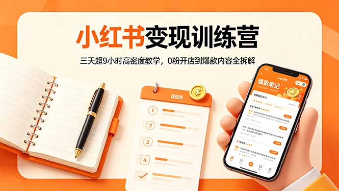 小红书变现训练营：三天超9小时高密度教学，0粉开店到爆款内容全拆解-选优云网创