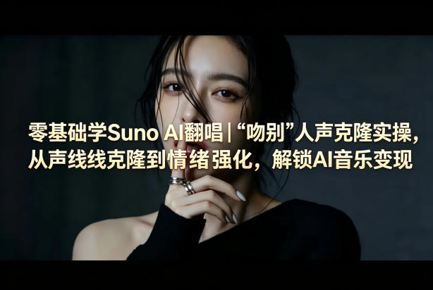 零基础学Suno AI翻唱｜《吻别》人声克隆实操，从声线克隆到情绪强化，解锁AI音乐变现-选优云网创