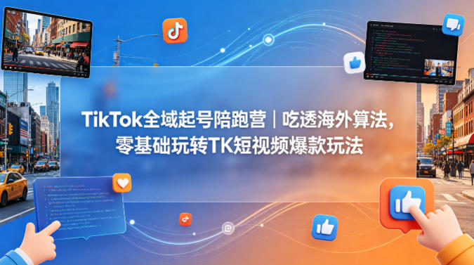 TikTok全域起号陪跑营｜吃透海外算法，零基础玩转TK短视频爆款玩法-选优云网创