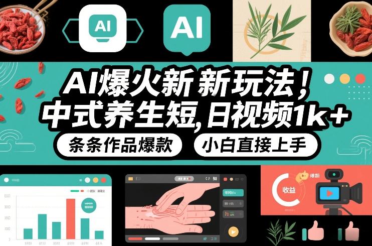 AI爆火新玩法，中式养生短视频，日收益1k+条条作品爆款，小白直接上手，附详细教程-选优云网创