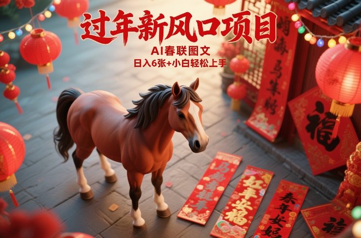 过年新风口项目，用ai春联图文，日入6张+小白轻松上手【揭秘】-选优云网创