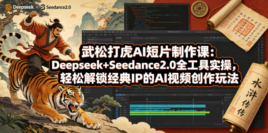武松打虎AI短片制作课：Deepseek+Seedance2.0全工具实操，轻松解锁经典IP的AI视频创作玩法-选优云网创
