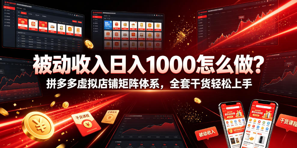 被动收入日入1000怎么做？拼多多虚拟店铺矩阵体系，全套干货轻松上手【揭秘】-选优云网创