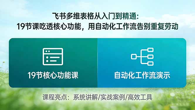 飞书多维表格从入门到精通：19节课吃透核心功能，用自动化工作流告别重复劳动-选优云网创