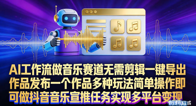 AI工作流做音乐赛道，无需剪辑，一键导出作品发布，一个作品多种玩法，简单操作即可做抖音音乐宣推任务-选优云网创
