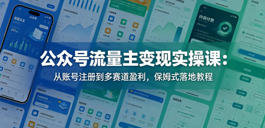 公众号流量主变现实操课：从账号注册到多赛道盈利，保姆式落地教程-选优云网创