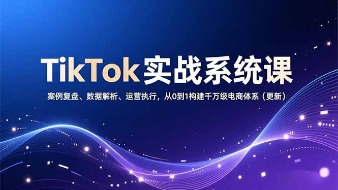 TikTok实战系统课，案例复盘、数据解析、运营执行，从0到1构建千万级电商体系(更新-选优云网创