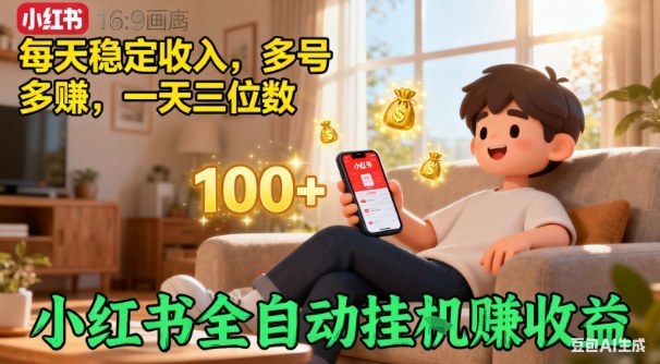 小红书自动挂G賺收益，每天稳定收入，多号多賺，一天三位数【揭秘】-选优云网创