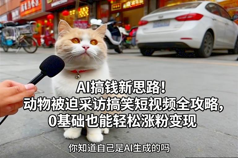 AI搞钱新思路！动物被迫采访搞笑短视频全攻略，0基础也能轻松涨粉变现-选优云网创