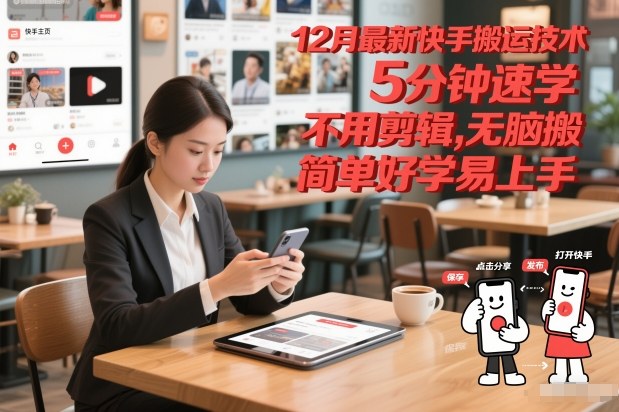 12月最新快手搬运技术，5分钟速学，不用剪辑无脑搬，简单好学易上手-选优云网创