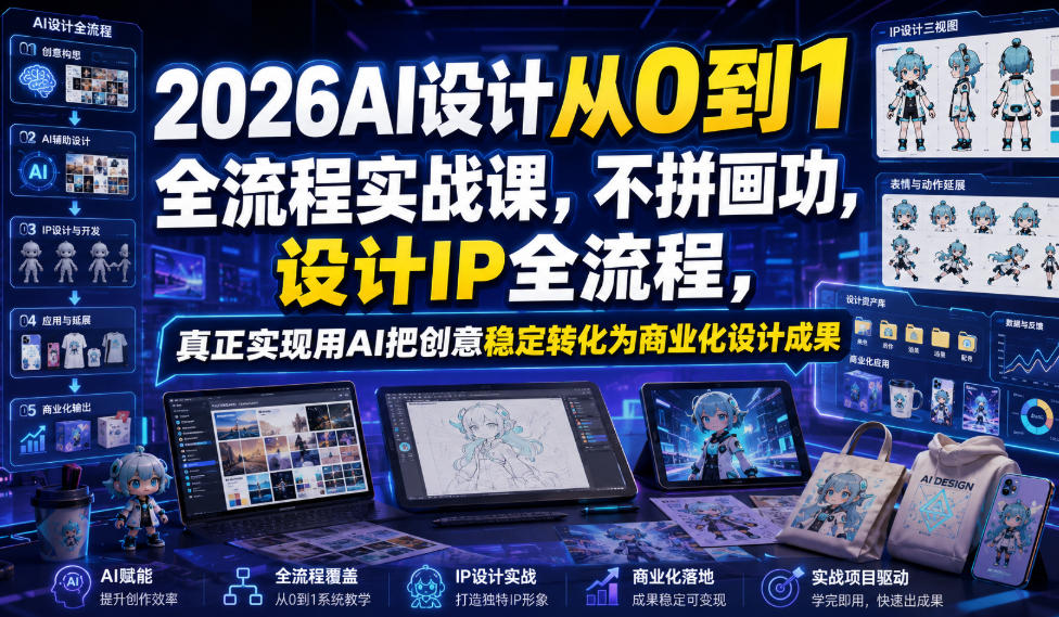 2026AI设计从0到1全流程实战课，不拼画功，设计IP全流程，真正实现用AI把创意稳定转化为商业化设计成果-选优云网创