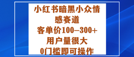 小红书暗黑小众情感赛道，客单价100-300+用户量很大，0门槛即可操作-选优云网创