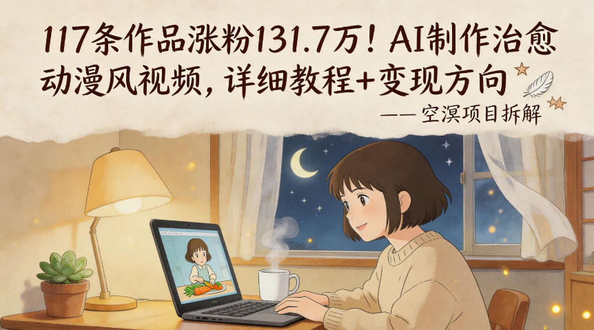 117条作品涨粉131.7W！AI制作治愈动漫风视频，详细教程+变现方向-选优云网创