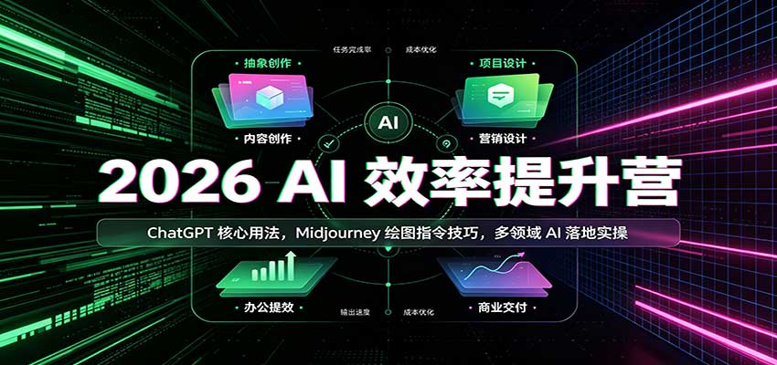 2026 AI效率提升营：ChatGPT核心用法，Midjourney绘图指令技巧，多领域AI落地实操-选优云网创