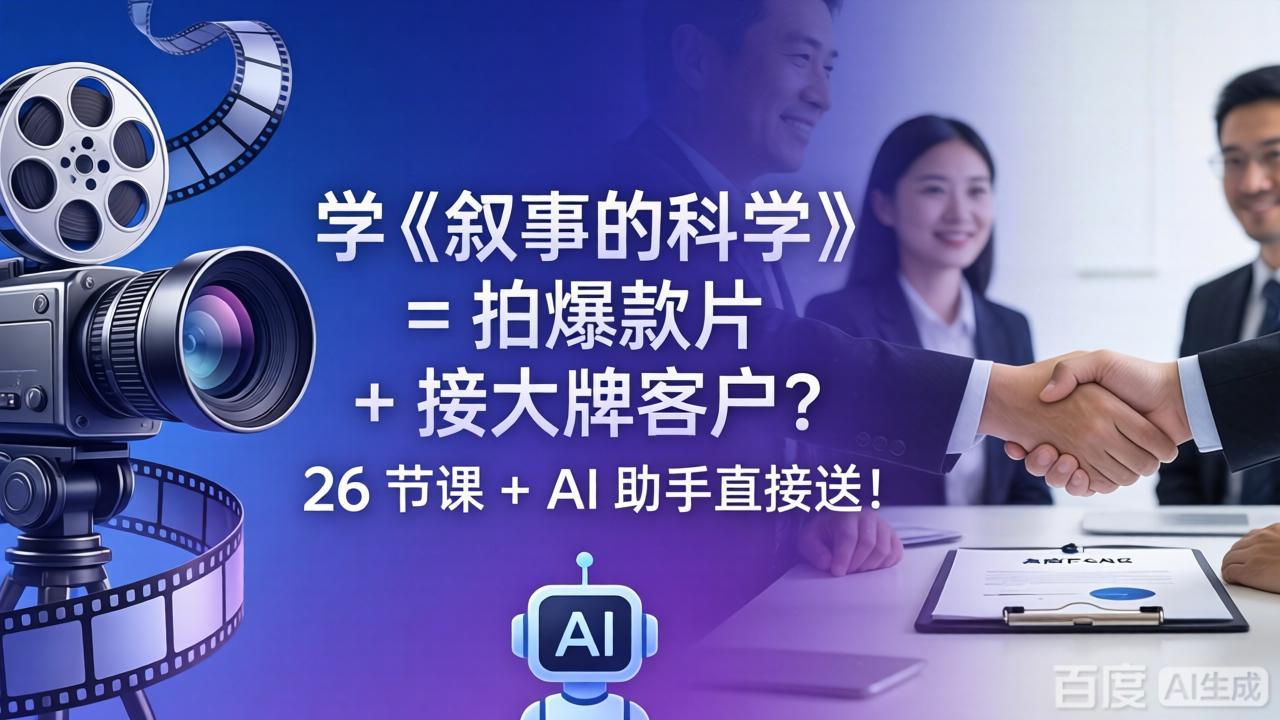 学《叙事的科学》= 拍爆款片 + 接大牌客户？26 节课 + AI 助手直接送！-选优云网创