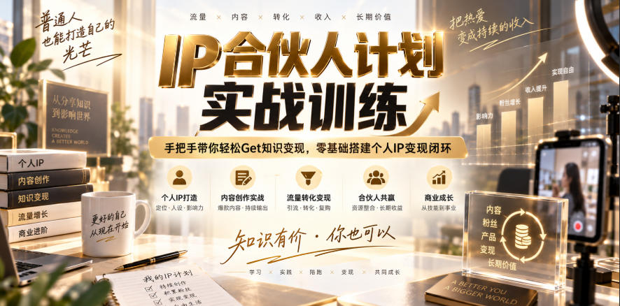 IP合伙人计划实战训练，手把手带你轻松Get知识变现，零基础搭建个人IP变现闭环（更新260908）-选优云网创