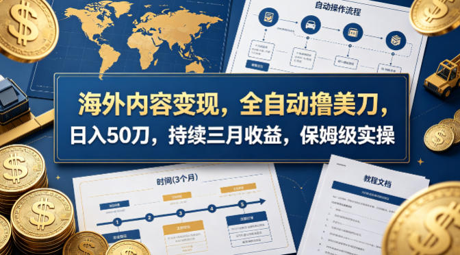 海外内容变现，全自动撸美刀，日入50刀，持续三月收益，保姆级实操【揭秘】-选优云网创