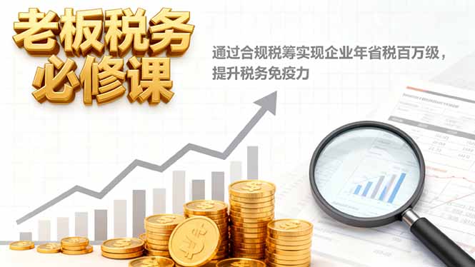 老板税务必修课，通过合规税筹实现企业年省税百万级，提升税务免疫力-选优云网创