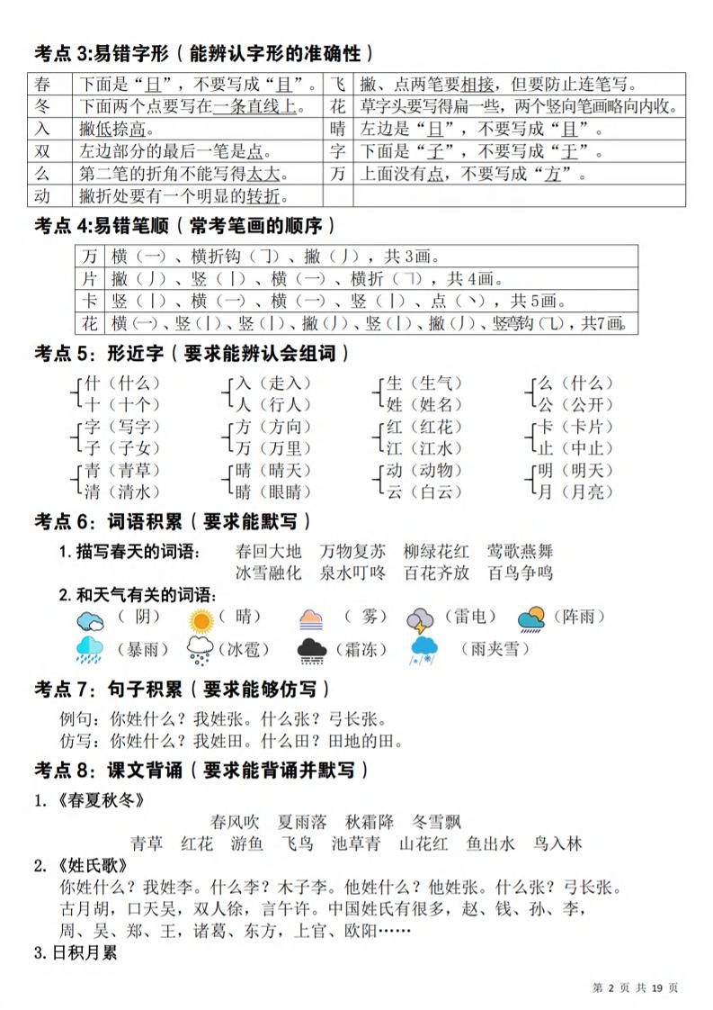 一年级下语文期末覆盖式复习重点