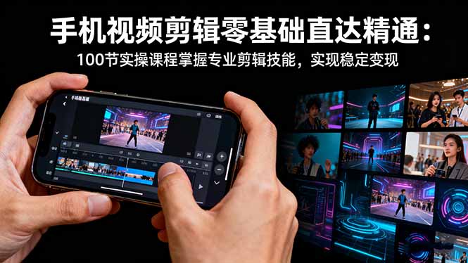手机视频剪辑零基础直达精通：100节实操课程掌握专业剪辑技能，实现稳…-选优云网创