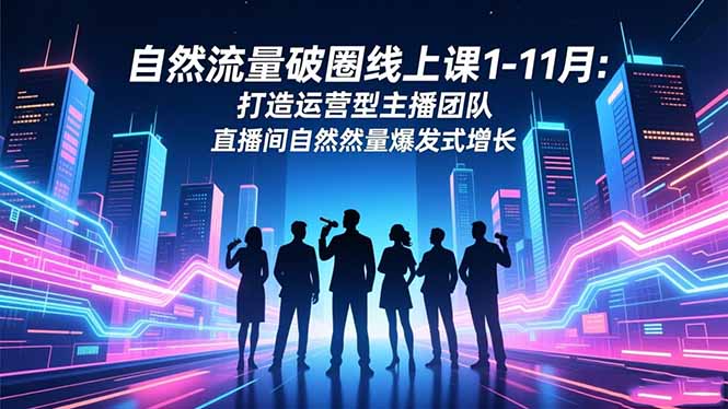 自然流量破圈线上课1-11月：打造运营型主播团队 直播间自然流量爆发式增长-选优云网创