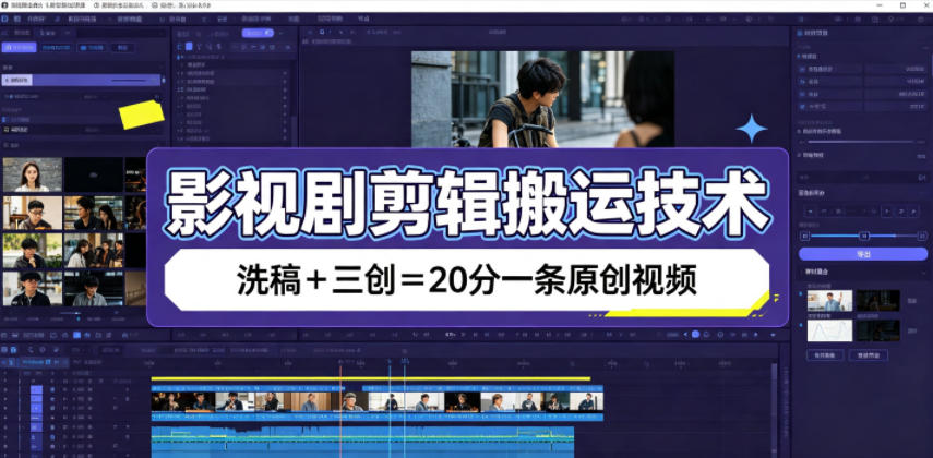 影视剧剪辑搬运技术，洗稿+三创=20分一条原创视频-选优云网创